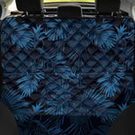 Dark Blue Tropical Leaf Pattern Print Pet Car Back Seat Cover