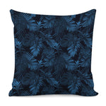 Dark Blue Tropical Leaf Pattern Print Pillow Cover