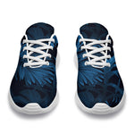 Dark Blue Tropical Leaf Pattern Print Sport Shoes GearFrost