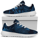 Dark Blue Tropical Leaf Pattern Print Sport Shoes GearFrost