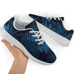 Dark Blue Tropical Leaf Pattern Print Sport Shoes GearFrost