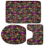 Dark Bohemian Paisley Pattern Print 3 Piece Bath Mat Set