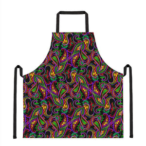 Dark Bohemian Paisley Pattern Print Apron