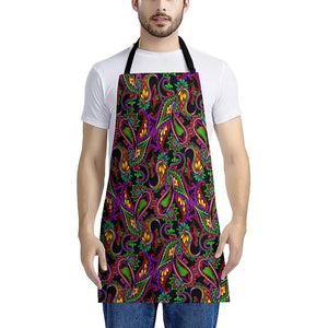 Dark Bohemian Paisley Pattern Print Apron