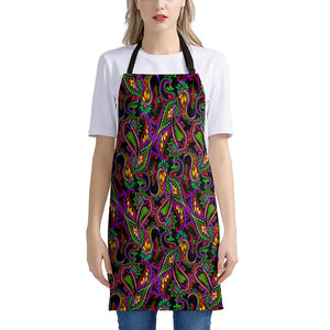 Dark Bohemian Paisley Pattern Print Apron