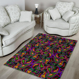 Dark Bohemian Paisley Pattern Print Area Rug GearFrost