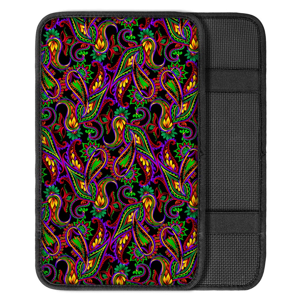 Dark Bohemian Paisley Pattern Print Car Center Console Cover