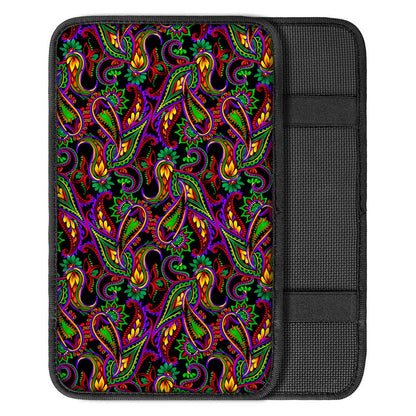 Dark Bohemian Paisley Pattern Print Car Center Console Cover
