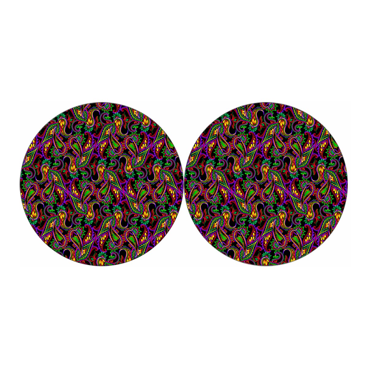 Dark Bohemian Paisley Pattern Print Car Coasters