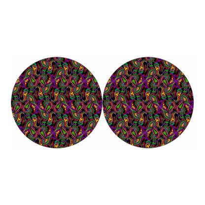 Dark Bohemian Paisley Pattern Print Car Coasters
