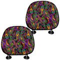 Dark Bohemian Paisley Pattern Print Car Headrest Covers