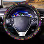 Dark Bohemian Paisley Pattern Print Car Steering Wheel Cover