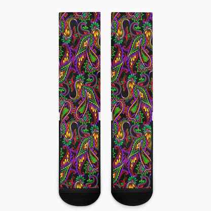 Dark Bohemian Paisley Pattern Print Crew Socks
