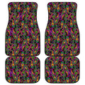 Dark Bohemian Paisley Pattern Print Front and Back Car Floor Mats