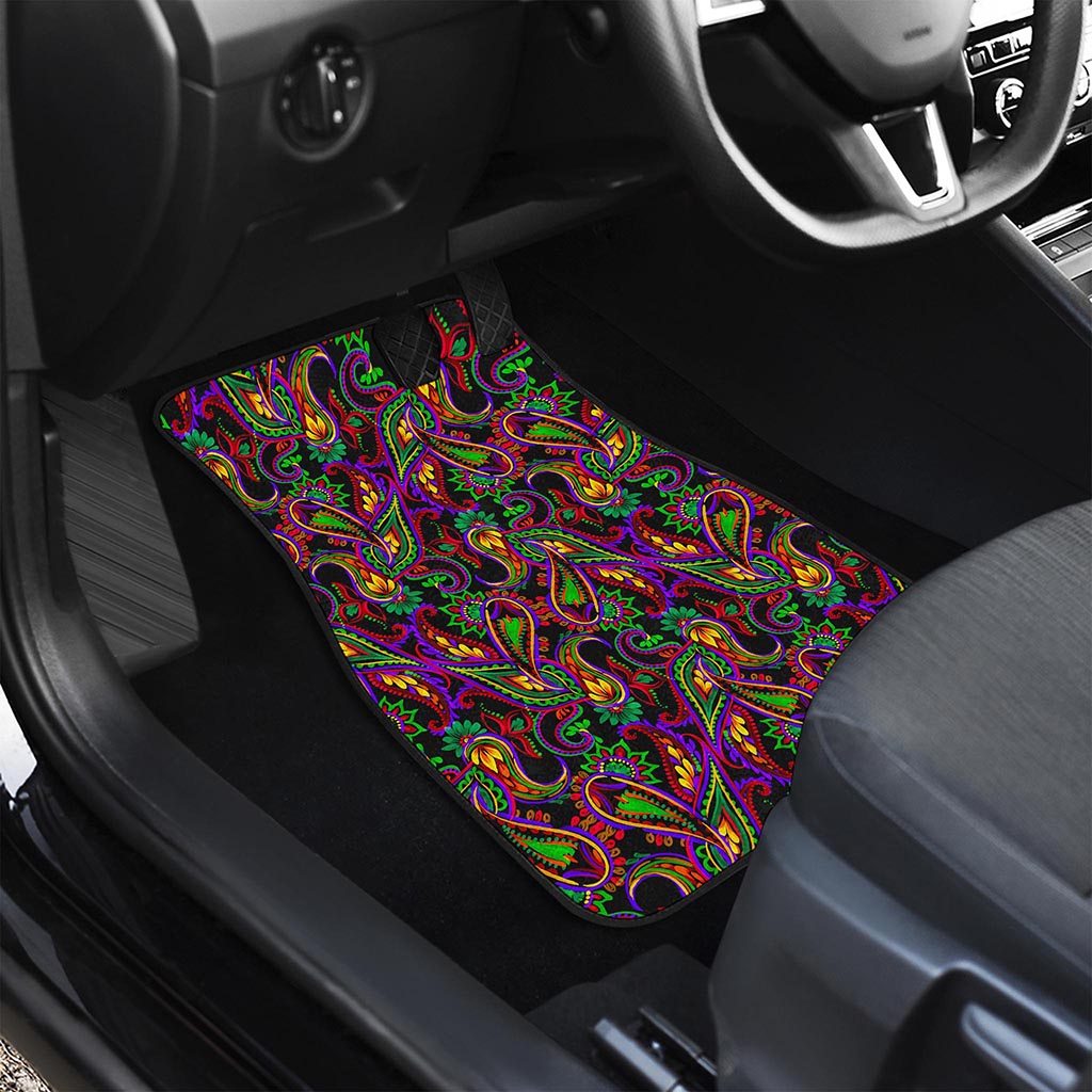 Dark Bohemian Paisley Pattern Print Front Car Floor Mats