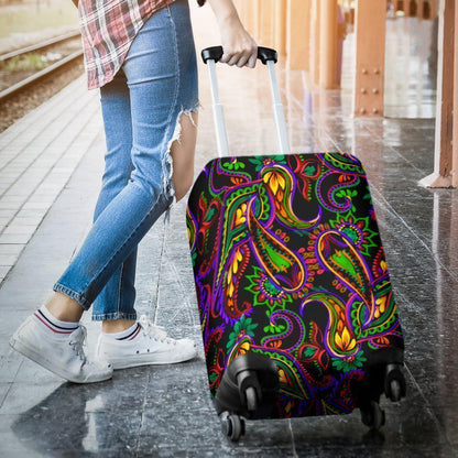 Dark Bohemian Paisley Pattern Print Luggage Cover GearFrost