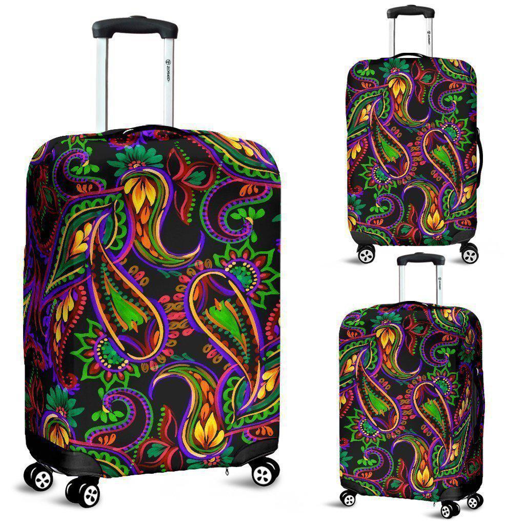 Dark Bohemian Paisley Pattern Print Luggage Cover GearFrost