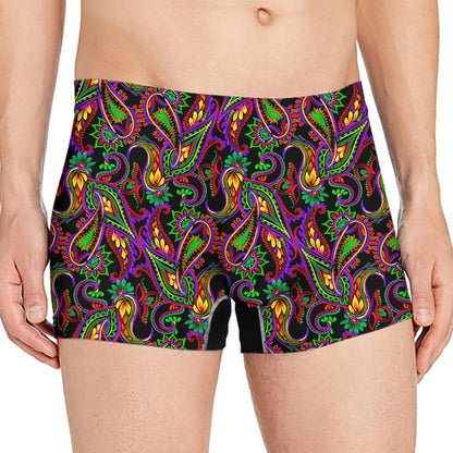 Dark Bohemian Paisley Pattern Print Men's Boxer Briefs