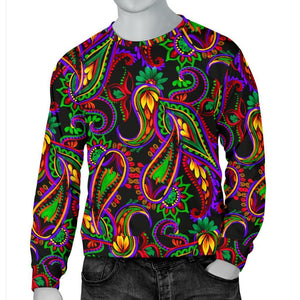 Dark Bohemian Paisley Pattern Print Men's Crewneck Sweatshirt GearFrost