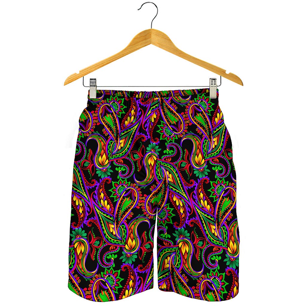 Dark Bohemian Paisley Pattern Print Men's Shorts