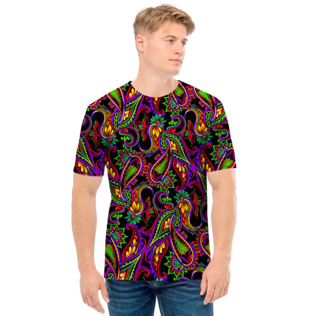 Dark Bohemian Paisley Pattern Print Men's T-Shirt