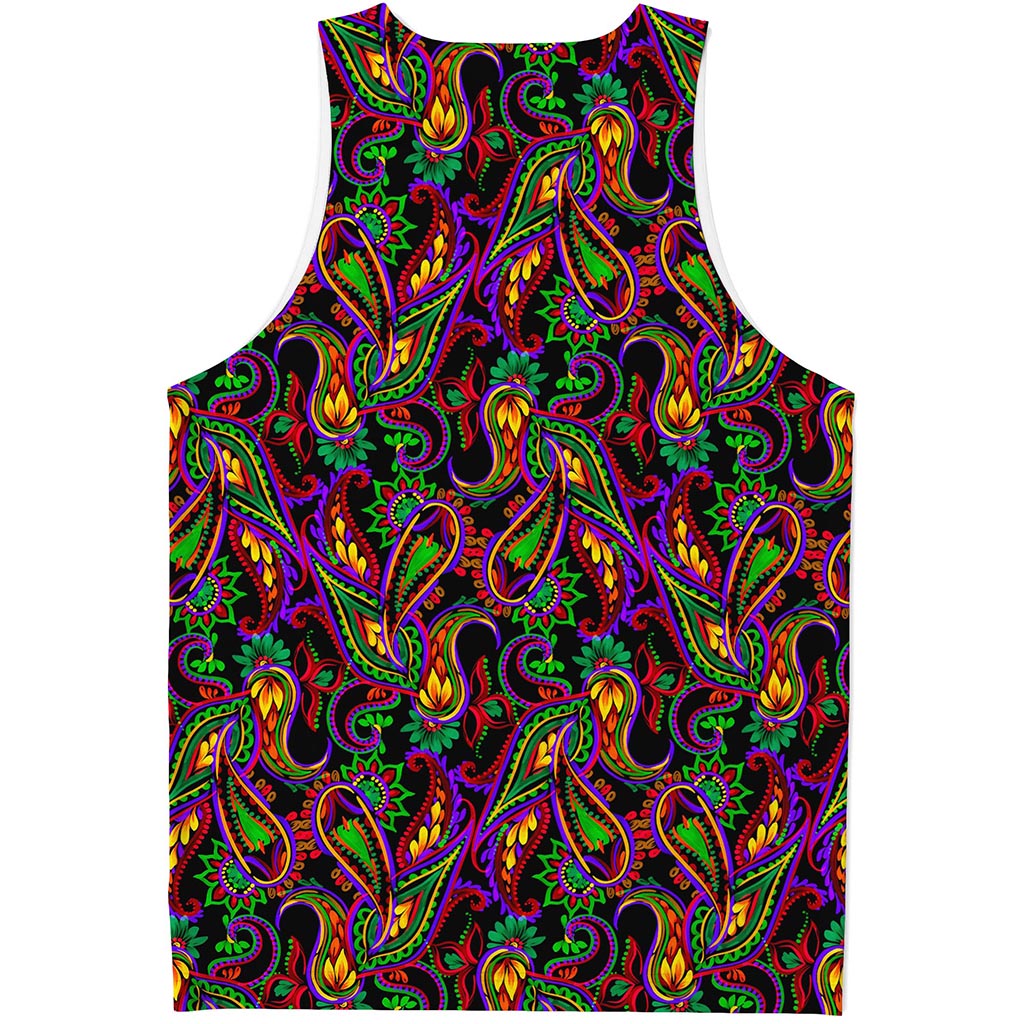 Dark Bohemian Paisley Pattern Print Men's Tank Top