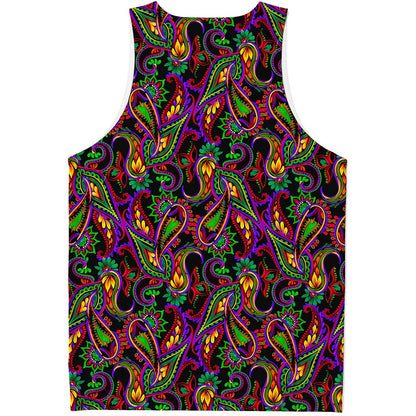 Dark Bohemian Paisley Pattern Print Men's Tank Top
