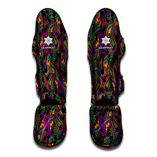 Dark Bohemian Paisley Pattern Print Muay Thai Shin Guard