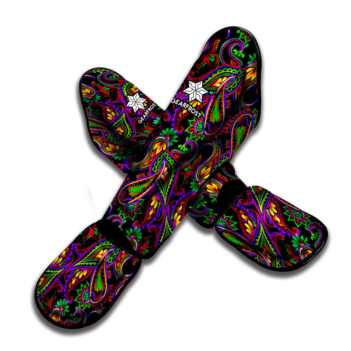 Dark Bohemian Paisley Pattern Print Muay Thai Shin Guard
