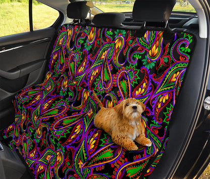 Dark Bohemian Paisley Pattern Print Pet Car Back Seat Cover