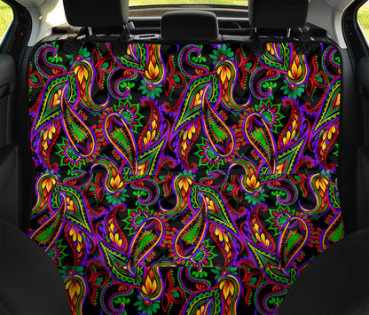 Dark Bohemian Paisley Pattern Print Pet Car Back Seat Cover