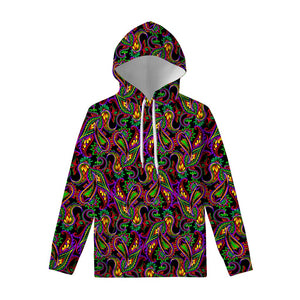 Dark Bohemian Paisley Pattern Print Pullover Hoodie