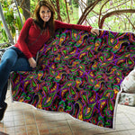 Dark Bohemian Paisley Pattern Print Quilt