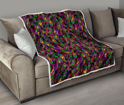 Dark Bohemian Paisley Pattern Print Quilt