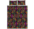 Dark Bohemian Paisley Pattern Print Quilt Bed Set