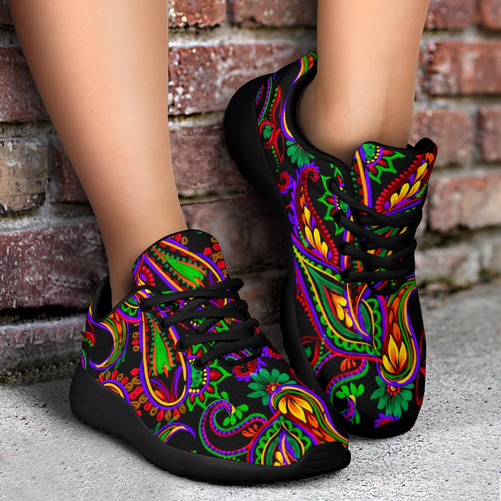 Dark Bohemian Paisley Pattern Print Sport Shoes GearFrost