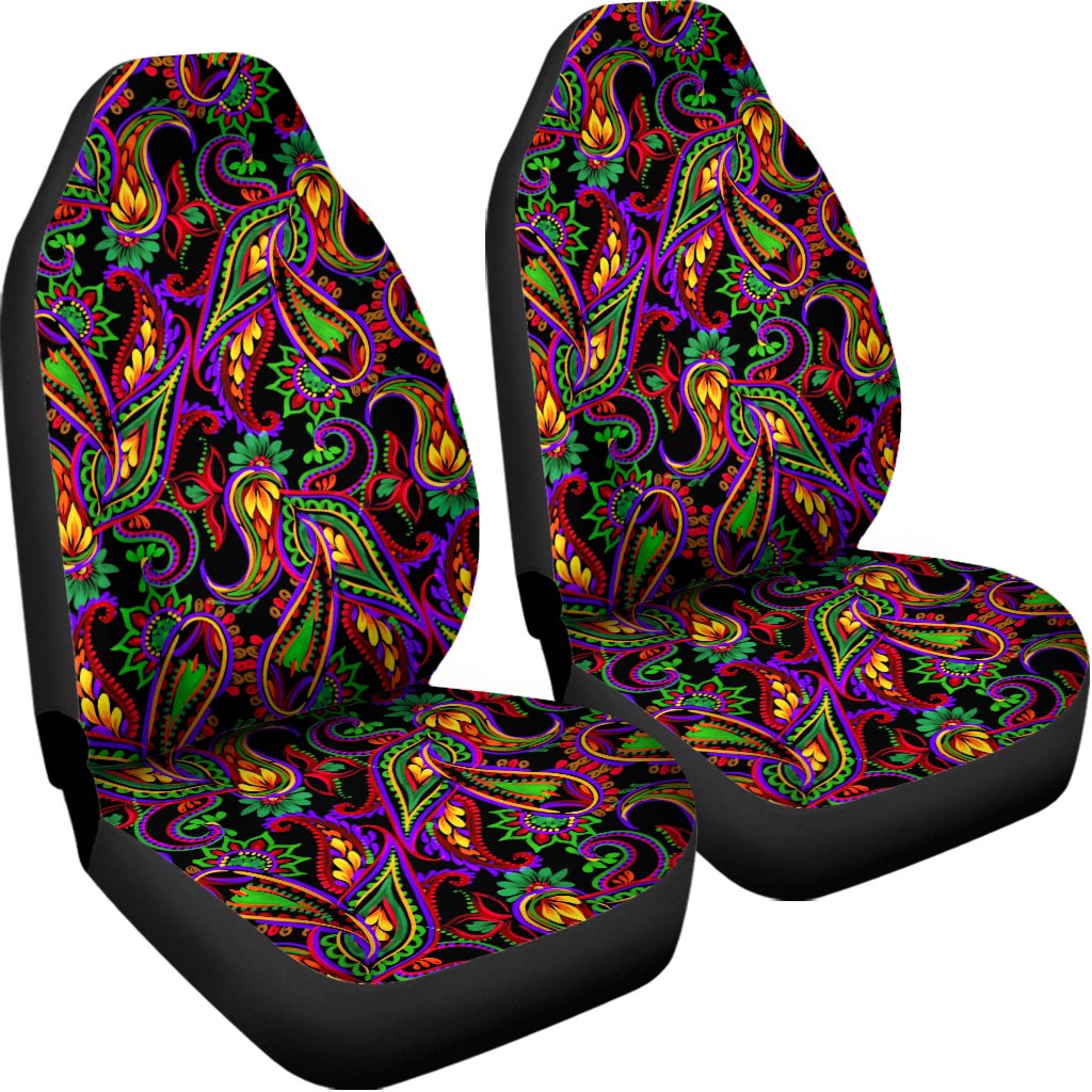 Dark Bohemian Paisley Pattern Print Universal Fit Car Seat Covers