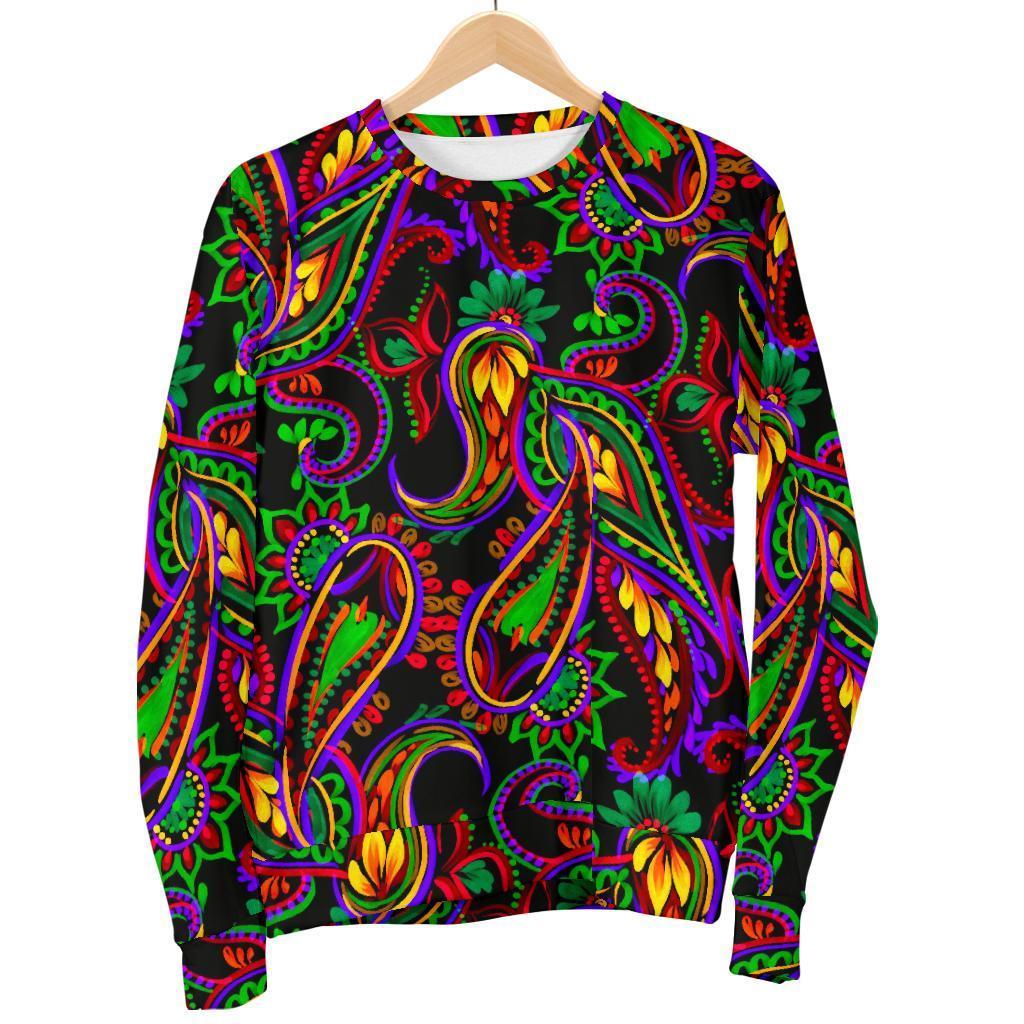 Dark Bohemian Paisley Pattern Print Women's Crewneck Sweatshirt GearFrost