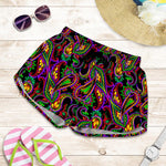 Dark Bohemian Paisley Pattern Print Women's Shorts