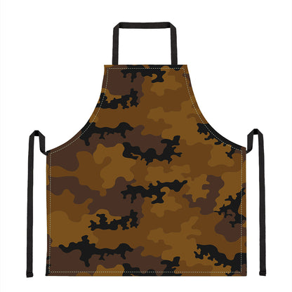 Dark Brown Camouflage Print Apron