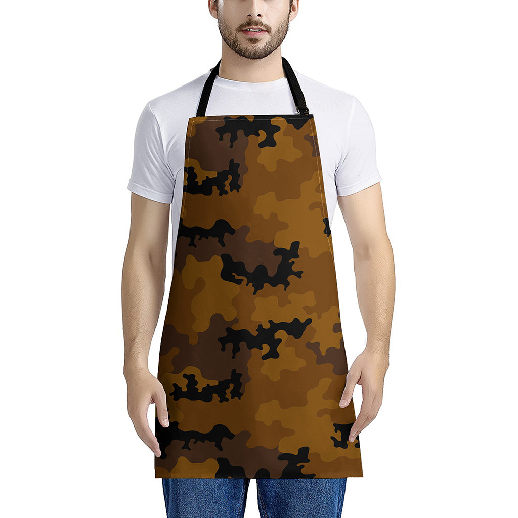 Dark Brown Camouflage Print Apron