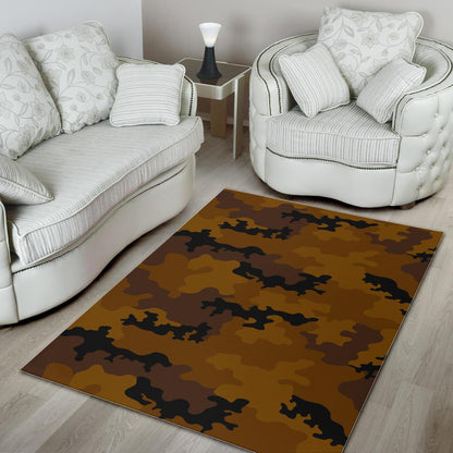 Dark Brown Camouflage Print Area Rug GearFrost