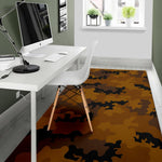 Dark Brown Camouflage Print Area Rug GearFrost
