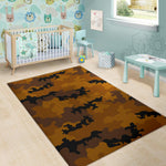 Dark Brown Camouflage Print Area Rug GearFrost