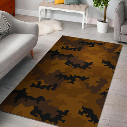 Dark Brown Camouflage Print Area Rug GearFrost