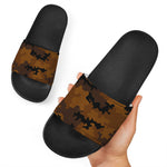 Dark Brown Camouflage Print Black Slide Sandals