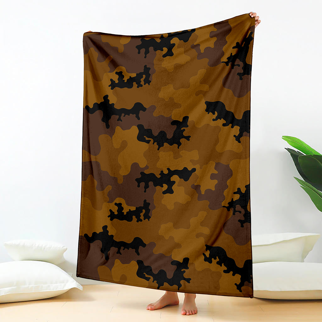 Dark Brown Camouflage Print Blanket