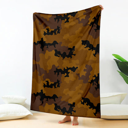 Dark Brown Camouflage Print Blanket