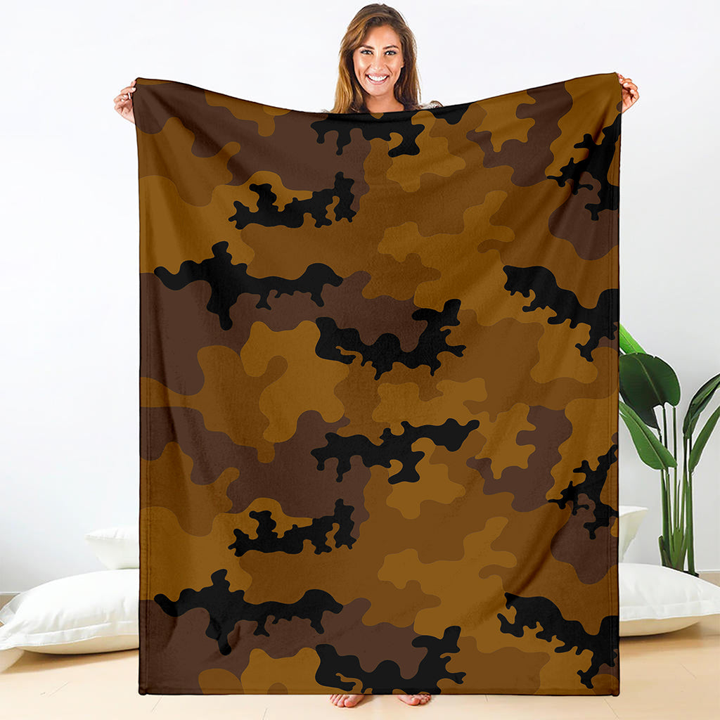 Dark Brown Camouflage Print Blanket