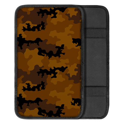 Dark Brown Camouflage Print Car Center Console Cover